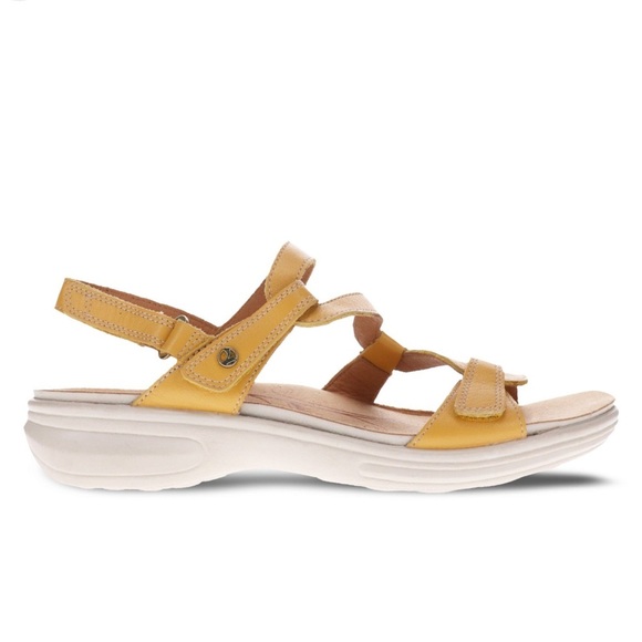 Revere Emerald Leather Sandals Mustard Size 8 - Picture 3 of 10